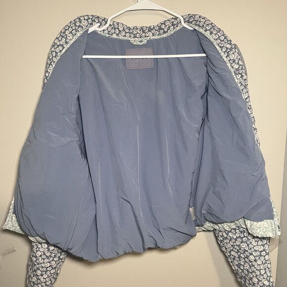 Blank NYC Summer Romance Quilted Floral Jacket Full Zip Blue Pink Women M - Picture 7 of 8